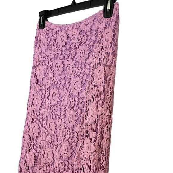 Sherri Hill Womens Formal Crochet Long Fit Flare Skirt Train Lavender sz 4 - Picture 8 of 16